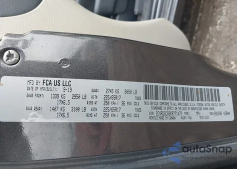 2019 Dodge Grand Caravan Sxt z USA, uszkodzony, nr VIN 2C4RDGCG5KR771477